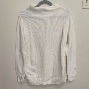 Loft Long White Mock-neck Sweater, Small